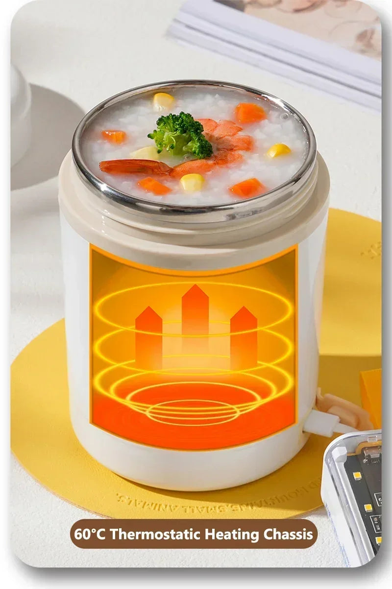 Thermos with food inside on a white background