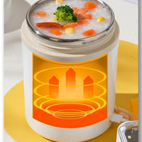 Thermos with food inside on a white background